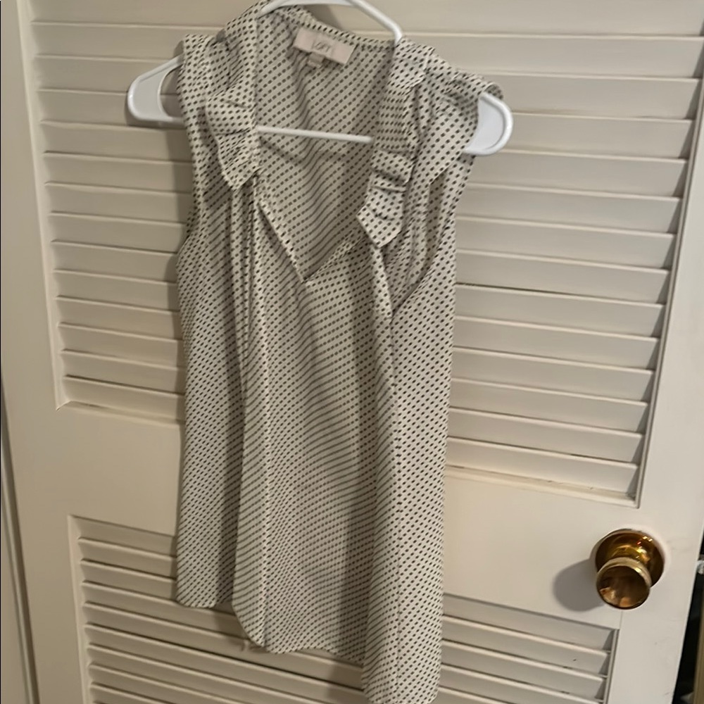 Polka Dot Sleeveless Blouse - Black and White